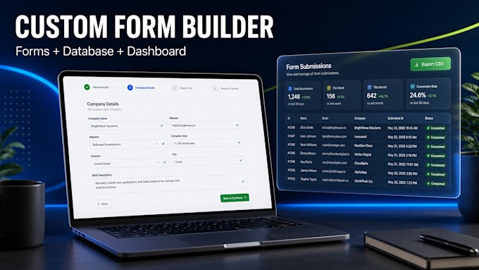 build a custom online form builder with validation and admin dashboard