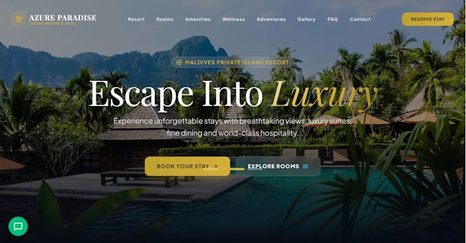 create a modern hotel and resort website