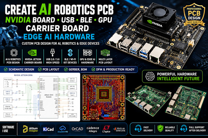 create ai robotics pcb, nvidia board usb ble GPU carrier board, edge ai hardware