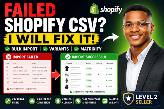 fix shopify CSV import errors and bulk upload your products