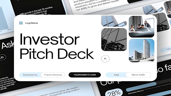 design investor pitch deck, startup pitch deck, funding presentation