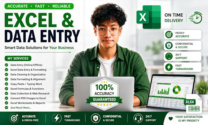 do microsoft excel data entry, cleaning and formatting
