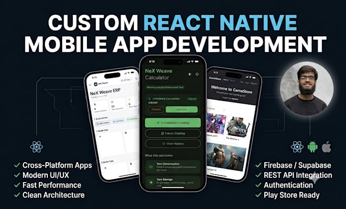 develop mobile app for android and ios app with react native