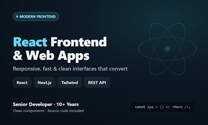 develop a modern react website or web app frontend