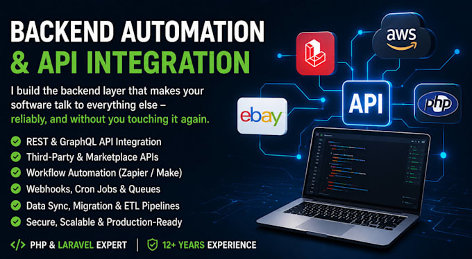 craft backend automation and API integration in PHP laravel