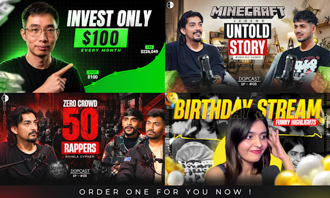 design high CTR eye catching youtube thumbnails
