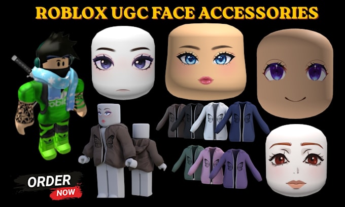 create custom roblox ugc accessories, roblox face, mask, detailed avatar