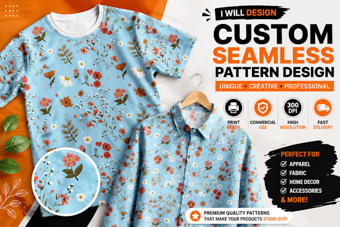create seamless all over pattern designs for accessories, textile, and print