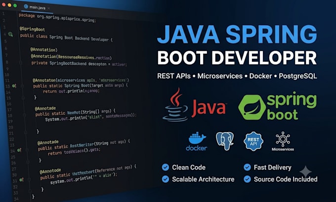 develop java spring boot microservices and rest apis
