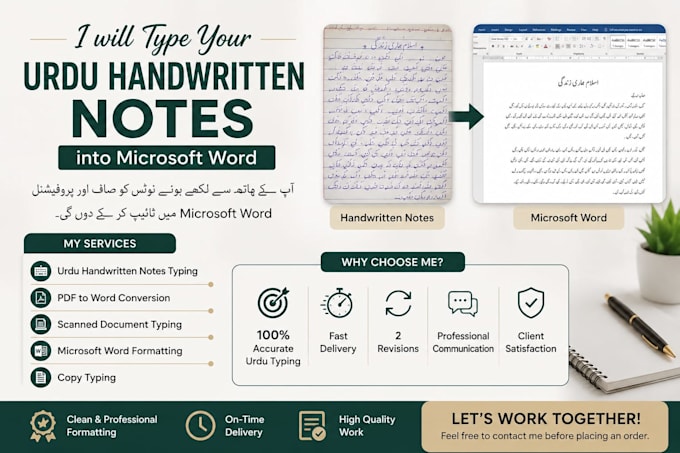 type hand written notes into microsoft word with adjustable price