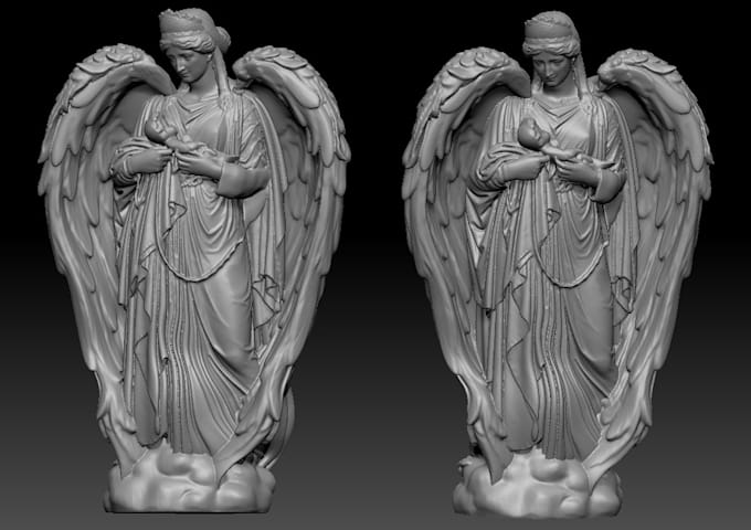 create high quality zbrush 3d sculpting, statue, character and 3d printable mode