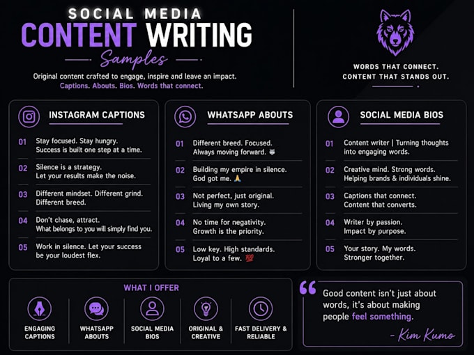 write engaging instagram captions,bios and social media