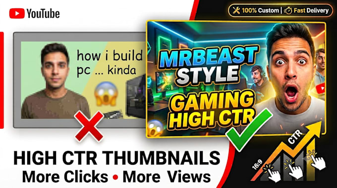 design high CTR youtube thumbnails