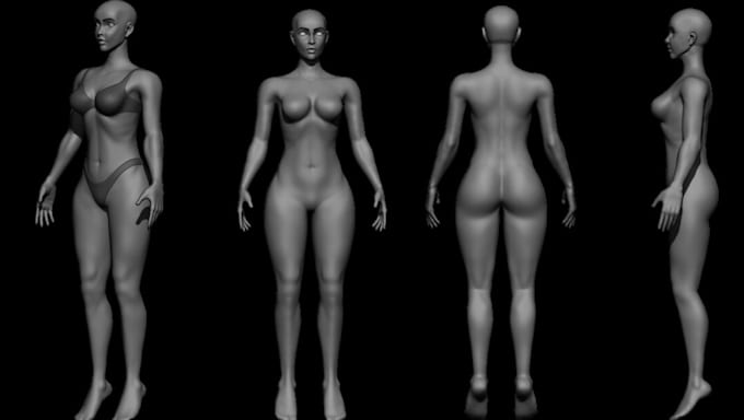 stylized 3d female bash mesh,anatomy sculpt,nsfw character model for 3d printing