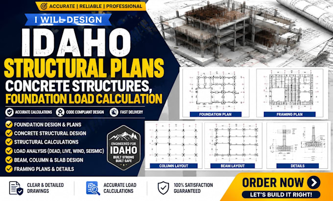 design idaho structural plans, concrete structures, foundation load calculation