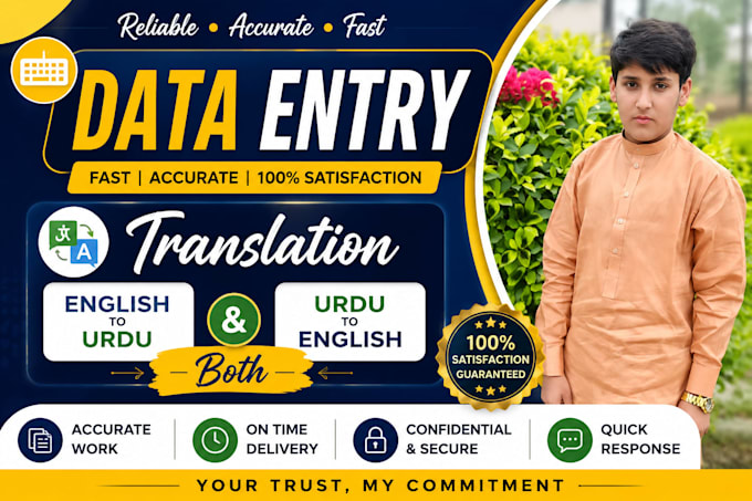 do data entry, date entry and english to urdu translation