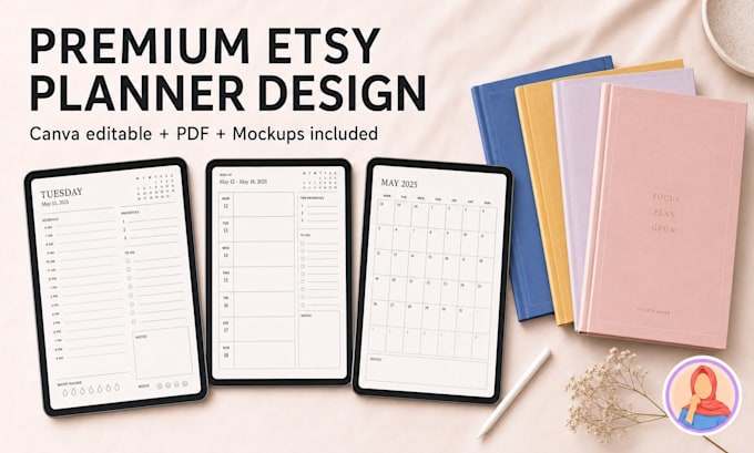 create your etsy digital planner, journal with editable canva template and more