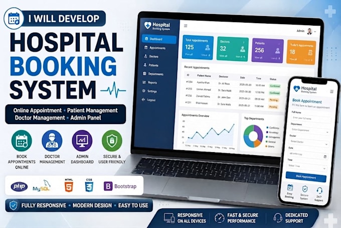 create  hospital management and appointment booking website