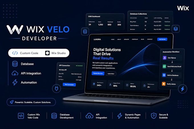develop wix velo,wix code,wix studio website, wix website design redesign wix