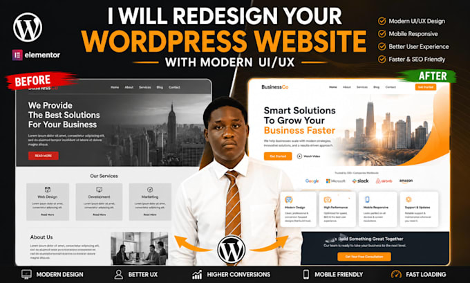redesign your wordpress website with modern UI UX