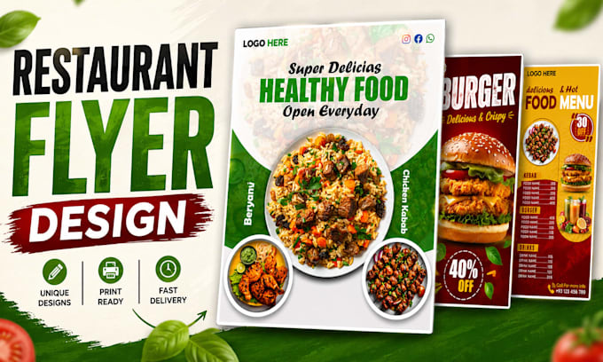 design professional food flyers and restaurant posters