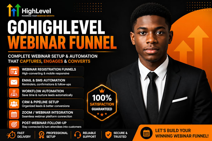 build gohighlevel webinar funnel, automation, registration and CRM setup