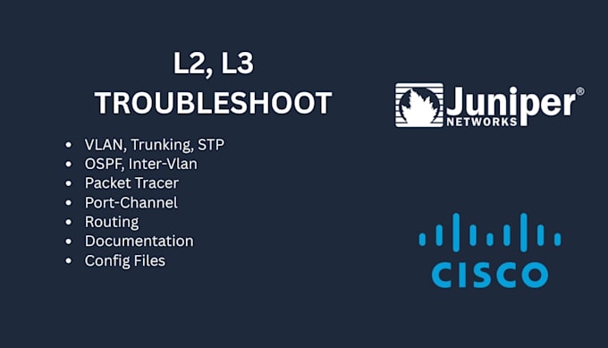 configure and troubleshoot cisco, juniper, and l2 l3 network issues