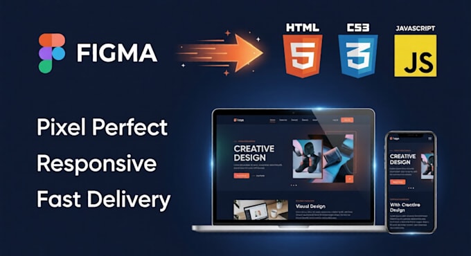 convert figma to responsive HTML CSS javascript