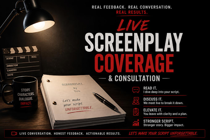 provide live screenplay coverage and consultation