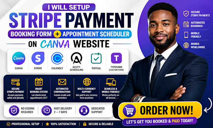 setup stripe payment booking form appointment scheduler on canva website