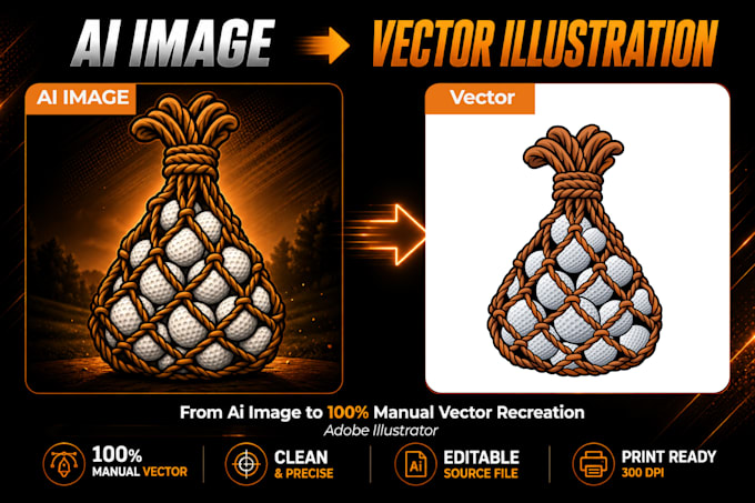 manually convert ai generated images to print ready vector artwork