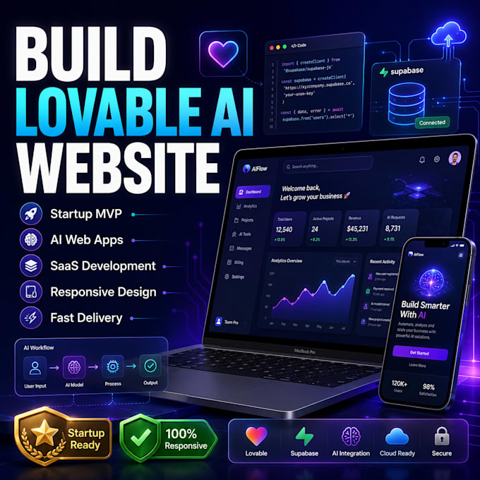 build your startup mvp, saas website, or ai web app with lovable ai