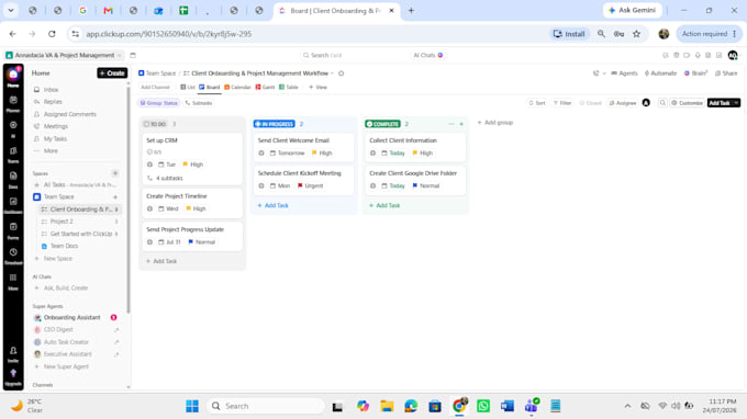 set up and manage your clickup projects and workflows