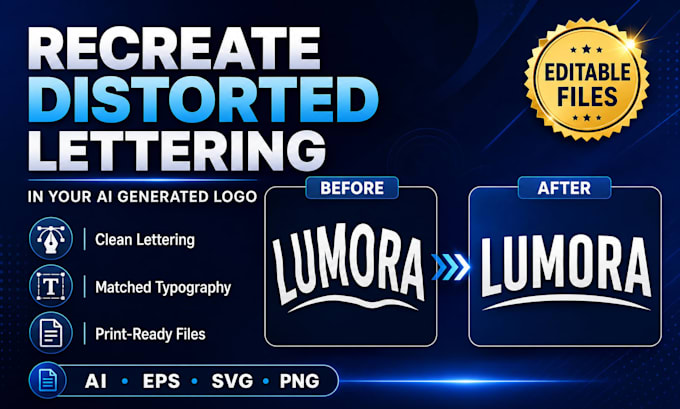 recreate distorted lettering in your ai generated logo