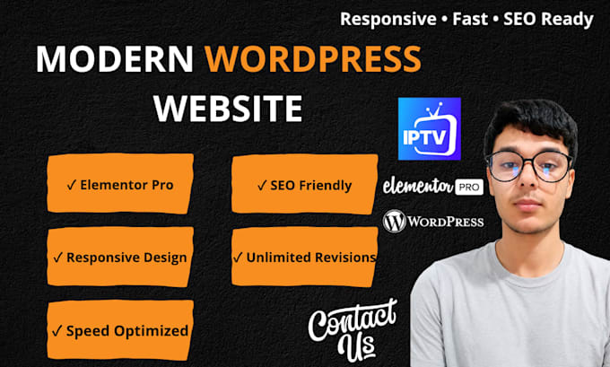 design a modern iptv website with wordpress and elementor