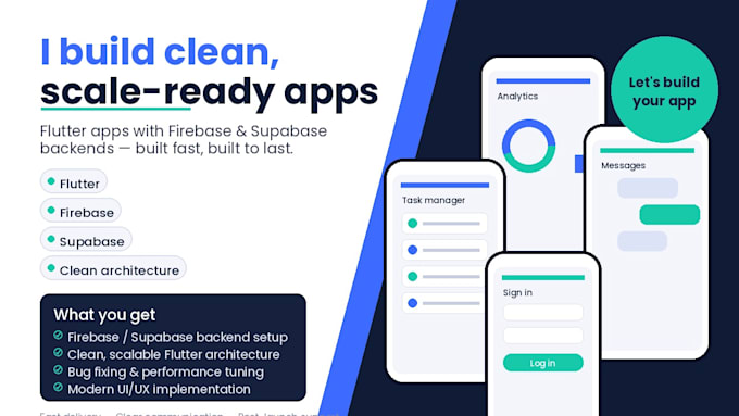 develop flutter mobile app with firebase and supabase backend