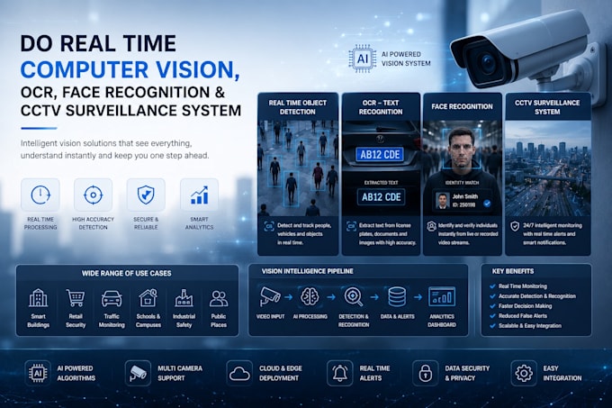 do real time computer vision, ocr, face recognition and cctv surveillance system