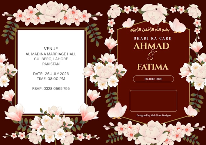 design beautiful digital pakistani wedding card in 24 hours