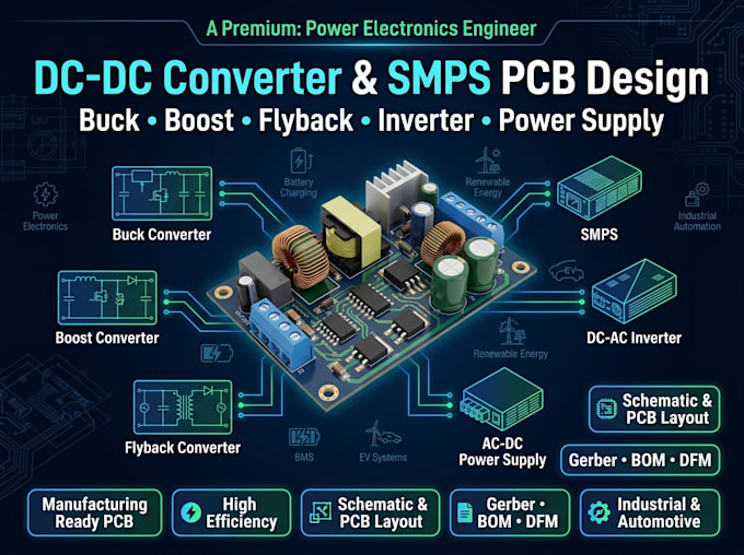design buck, boost, flyback, smps, inverter, and power supply pcb