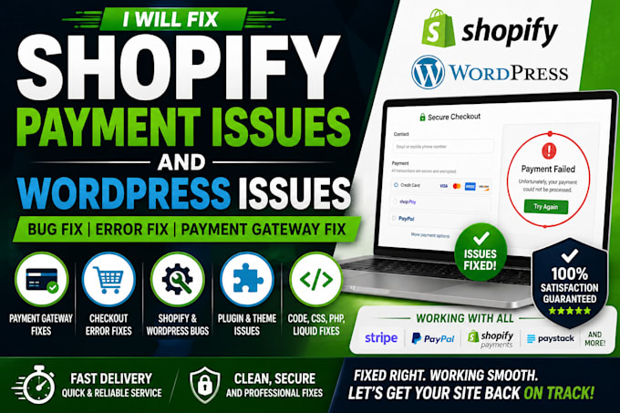 fix shopify checkout payment gateway and wordpress issues