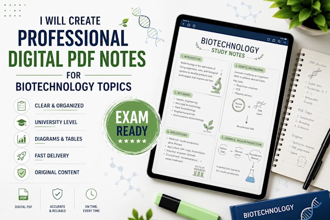 create university study notes for biotechnology topics