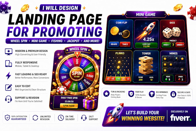 make a professional spin wheel landing page for mini game