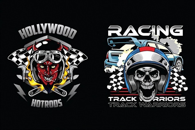 make custom classic skull helmet racing car logo