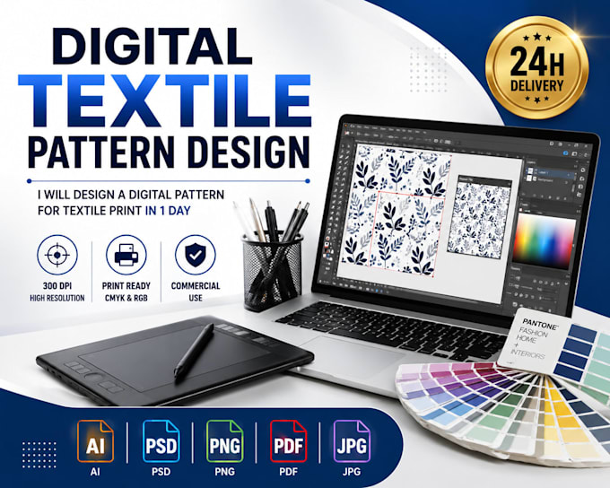 design a digital logo pattern for textile print in 1 day