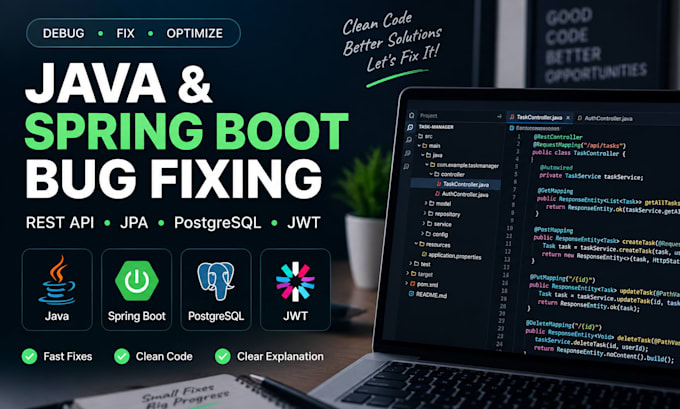 fix bugs and errors in your java spring boot application