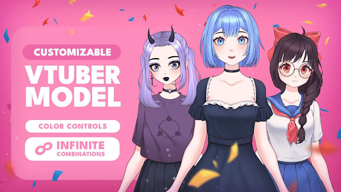 design and rig custom live 2d vtuber model 3d vtuber live2d vtuber rigging model