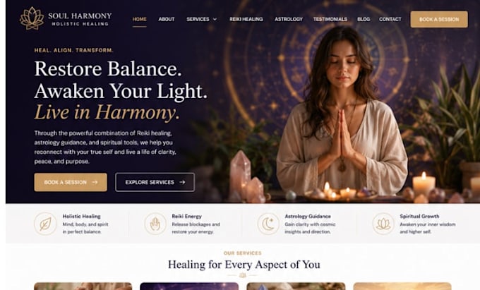 build wix holistic healing website reiki astrology website