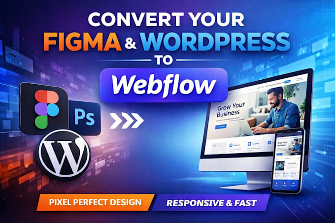 convert figma to webflow, wordpress to webflow website