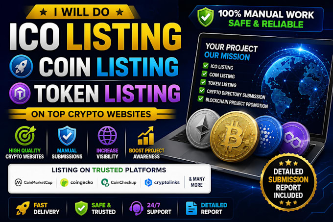 do ico listing, coin listing and token listing on top crypto websites