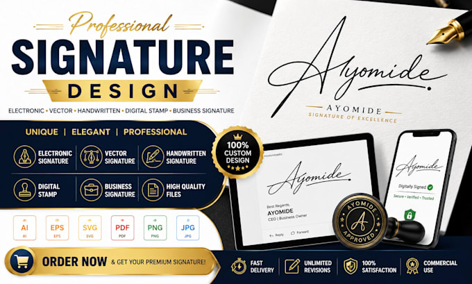 create electronics signature vector signature handwritten design